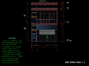 Bản vẽ kiến trúc + kết cấu nhà phố lệch tầng kích thước: 6.6x12.25m