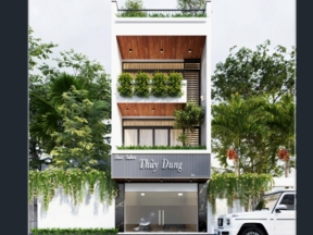 Bản vẽ kiến trúc nhà 3 tầng +1 tum + 1 mái 5x17m