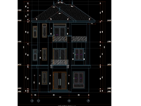 Bản vẽ kiến trúc nhà 3 tầng kích thước 8.9x11.82 m