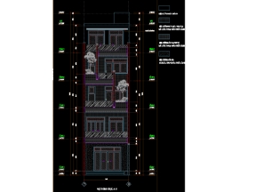 Bản vẽ kiến trúc nhà 5 tầng kích thước 5.4x12m