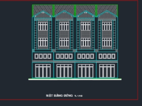 Bản vẽ kiến trúc nhà liền kề 3 tầng 4.5x20m (kiến trúc,kết cấu.)