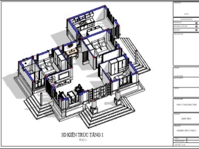 Bản vẽ kiến trúc Nhà mái thái một tầng 13.4x14.8m