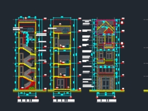 Bản vẽ kiến trúc nhà phố 2 tầng 3.8x16.2m
