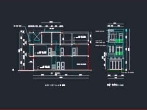 Bản vẽ kiến trúc nhà phố 3 tầng 4.2x15m (kiến trúc,kết cấu)