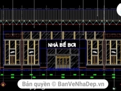 Bản vẽ kiến trúc thiết kế nhà bể bời trường THPT KT 30x31.9m