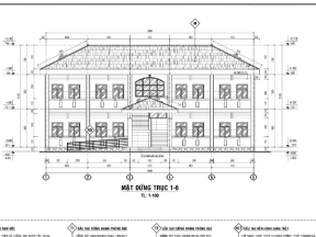 Bản vẽ mẫu 4 phòng chức năng, cổng, nhà bảo vệ trường tiểu học