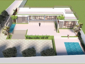 Bản vẽ mẫu biệt thự mini sân vườn diện tích 23.4x12.57m