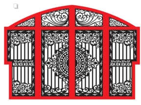 Bản vẽ mẫu cổng 4 cánh cnc mẫu họa tiết đơn giản