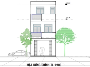 Bản vẽ mẫu nhà ở phố 3 tầng diện tích xây dựng 5x18m full kiến trúc kết cấu điện nước