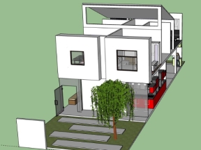 Bản vẽ mẫu nhà phố 2 tầng 7.2x22m model .skp