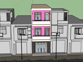 Bản vẽ mẫu nhà phố 3 tầng 5.4x16.4m