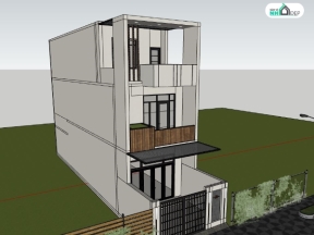 Bản vẽ mẫu nhà phố 3 tầng 5x20m model sketchup 