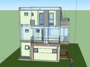 Bản vẽ mẫu nhà phố 3 tầng 7x8m model .skp