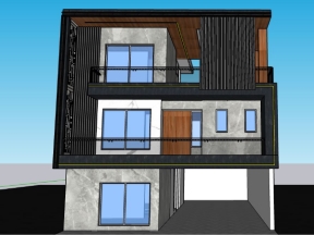 Bản vẽ mẫu nhà phố 3 tầng dựng model sketchup