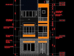 Bản vẽ mẫu nhà phố 3 tầng kích thước 6.5x11m bao gồm: mặt bằng - mặt đứng - mặt cắt