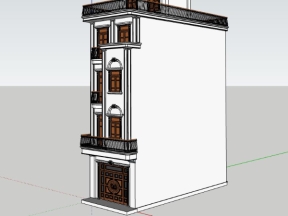 Bản vẽ mẫu nhà phố 4 tầng 5x14m model sketchup 