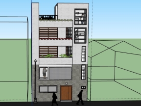 Bản vẽ mẫu nhà phố 5 tầng 7x5m model .skp