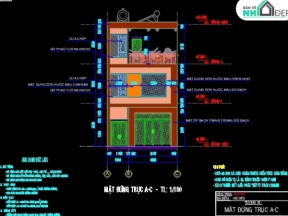 Bản vẽ mẫu thi công nhà phố 6x12m mẫu đầy đủ bằng cad và revit