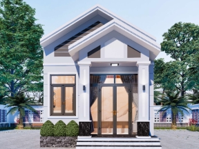 Bản vẽ nhà 1 tầng mái thái 5x16m