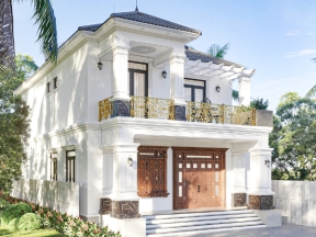 Bản vẽ nhà 2 tầng mái Nhật – Kích thước 14.25x9.34m – 5 phòng ngủ, phòng thờ, ban công – Công năng khoa học