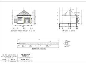 Bản vẽ nhà cấp 4 mái thái kích thước 7.3x14m