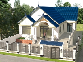 Bản vẽ nhà mái thái 2 tầng 12x16m