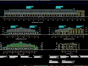 Bản vẽ nhà máy may kết cấu thép 45x105m gồm nhà xưởng và nhà ăn