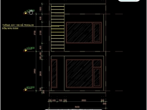 Bản vẽ nhà ở phố 2 tầng 5.6x13.6m (hạng mục kiến trúc, kết cấu)