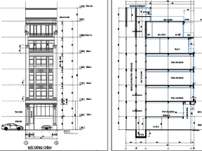Bản vẽ nhà ở thiết kế kết hợp văn phòng làm việc 7 tầng 6.5x14m