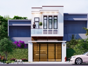 Bản vẽ nhà phố 2 tầng 5x15.89m