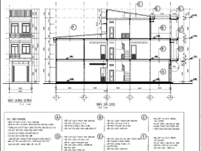 Bản vẽ nhà phố 3 tầng (3,80x20,00)m