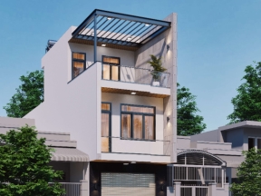 Bản vẽ nhà phố 3 tầng 4.5x17m