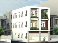 Bản vẽ nhà phố 3 tầng đất méo kích thước 7.66x11.3m gồm: KT+KC+M&E kèm phối cảnh su