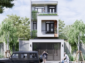Bản vẽ nhà phố 3 tầng kích thước 5.5x23.5m