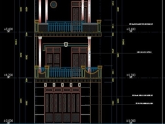Bản vẽ nhà phố 3 tầng KT 6.2x25.8m gồm file cad: kiến trúc, kết cấu, điện nước