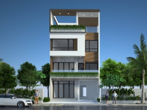 Bản vẽ nhà phố 4 tầng 8x20m (full hồ sơ thi công kiến trúc, kết cấu, điện nước)