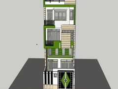 Bản vẽ nhà phố 4 tầng kích thước 5x20m gồm file cad + phối cảnh sketchup