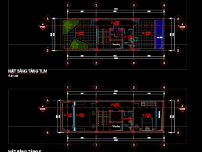 Bản vẽ nhà phố 5 tầng một tum kích thước thiết kế 5x15m