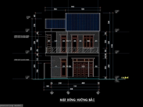 Bản vẽ nhà phố hai tầng 7.3x13.4m