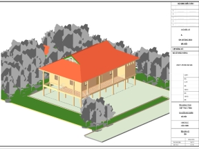Bản vẽ Nhà sàn đầy đủ file kết trúc, kết cấu, phối cảnh