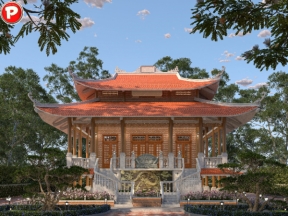 Bản vẽ nhà thờ họ 12.5x12.5m 2 tầng