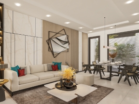Bản vẽ nội thất phòng khách và bếp đẹp, sang trọng 5.2x18.1m