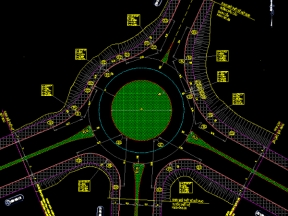 Bản vẽ Nút giao vòng xuyến có đường đồng mức
