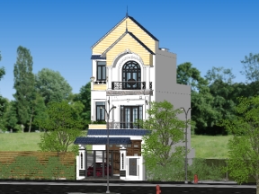 Bản vẽ (pdf + autocad + 3d sketchup) nhà phố 3 tầng 6x20m