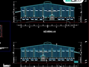 Bản vẽ phân xưởng công nghiệp 35.8x65.4m (kiến trúc+ kết cấu)
