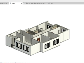 Bản vẽ revit 3dmax căn hộ revit 2020 10x17m(3d +mặt bằng)
