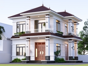 Bản vẽ revit biệt thự 2 tầng mái Nhật 8x12.5m
