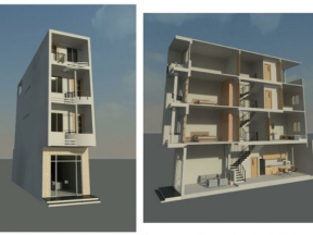 Bản vẽ revit file cad nhà dân 4 tầng diện tích 4x16m