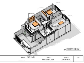 Bản vẽ Revit Kiến trúc Nhà phố 2 tầng 9.3x18.3m