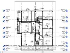 Bản vẽ revit thiết kế nhà phố 3 tầng thiết kế lệch tầng kích thước 4x10m